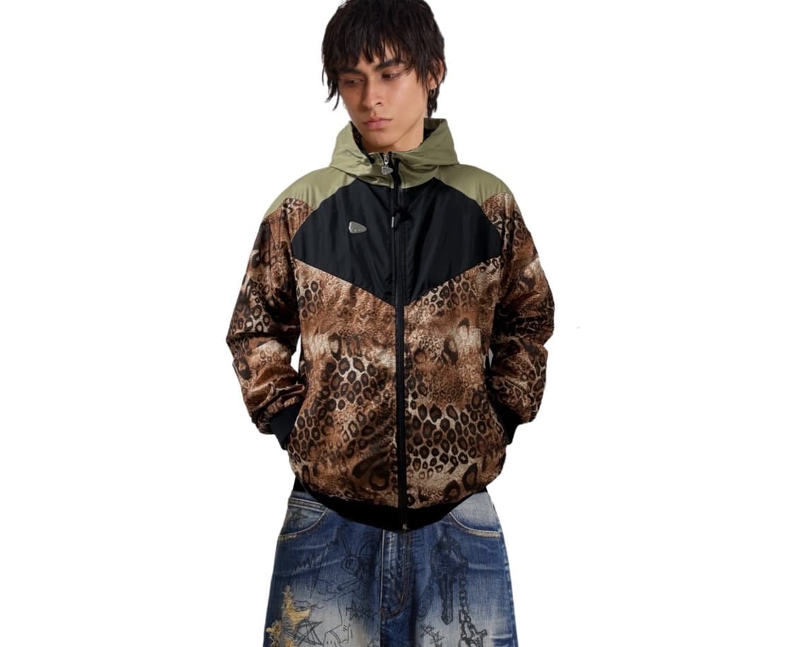 CHEDDA CLOTHING 레오파드 바람막이 후디집업자켓 상품이미지1