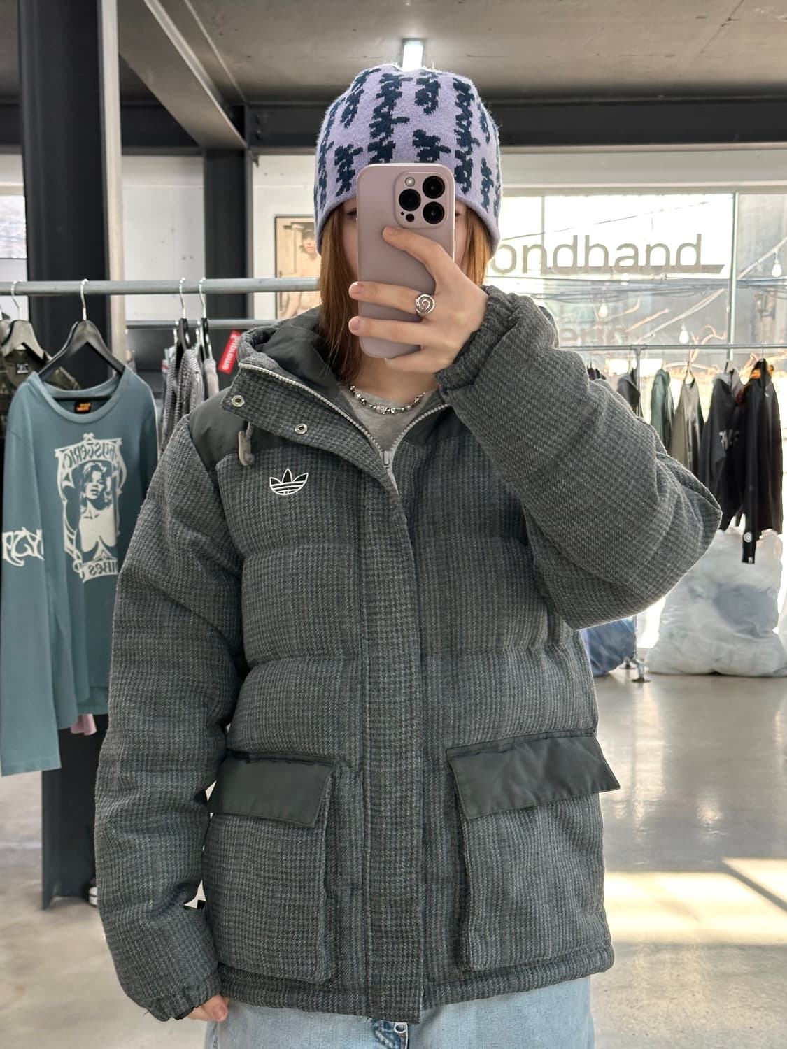 아디다스 덕다운 체크 포켓후드 패딩 푸퍼자켓 상품이미지3