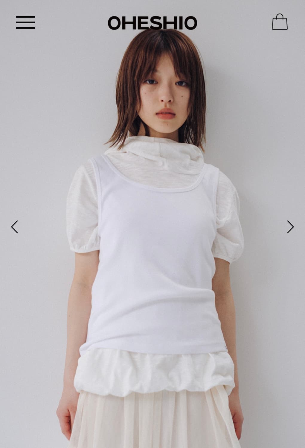 새상품 오헤시오 베이직 유넥 슬리브리스 화이트 상품이미지5