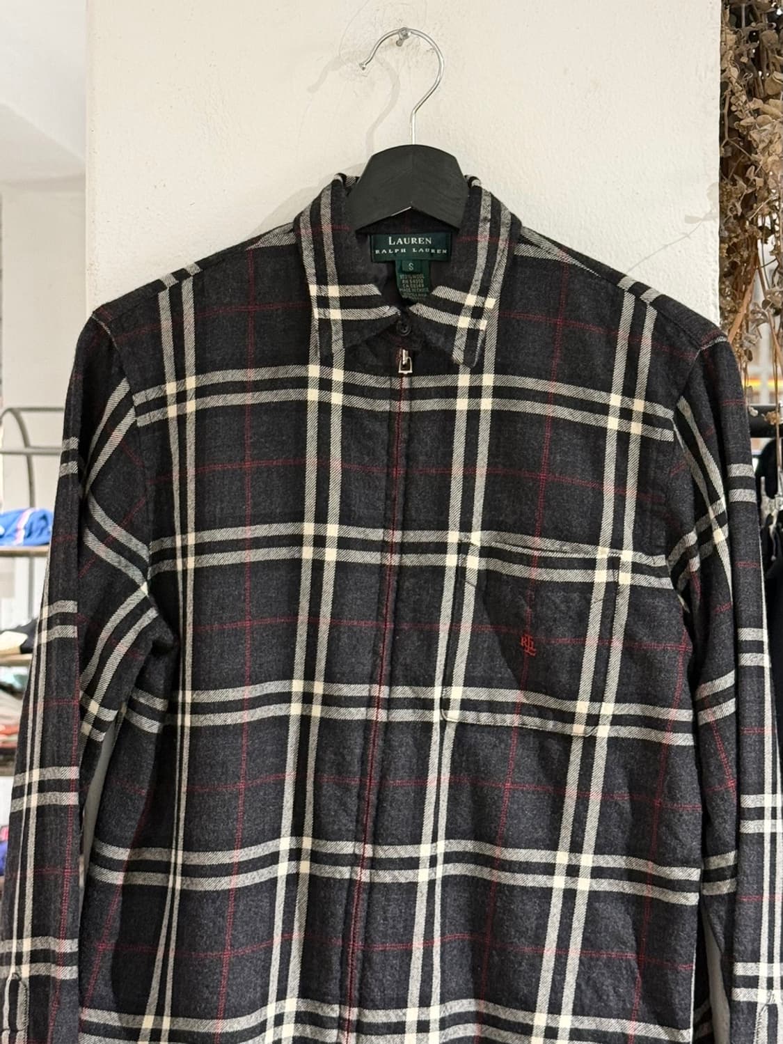 로렌 랄프로렌 차콜 체크 울 집업 셔츠 자켓 상품이미지4