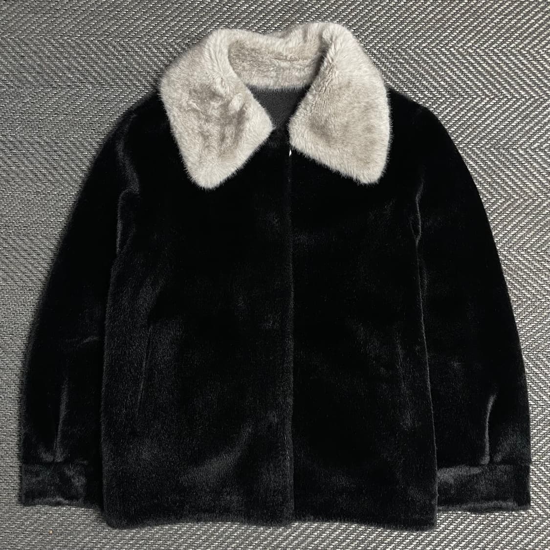 빈티지 아카이브 하이넥 배색 퍼 무스탕 자켓y 5186 상품이미지2