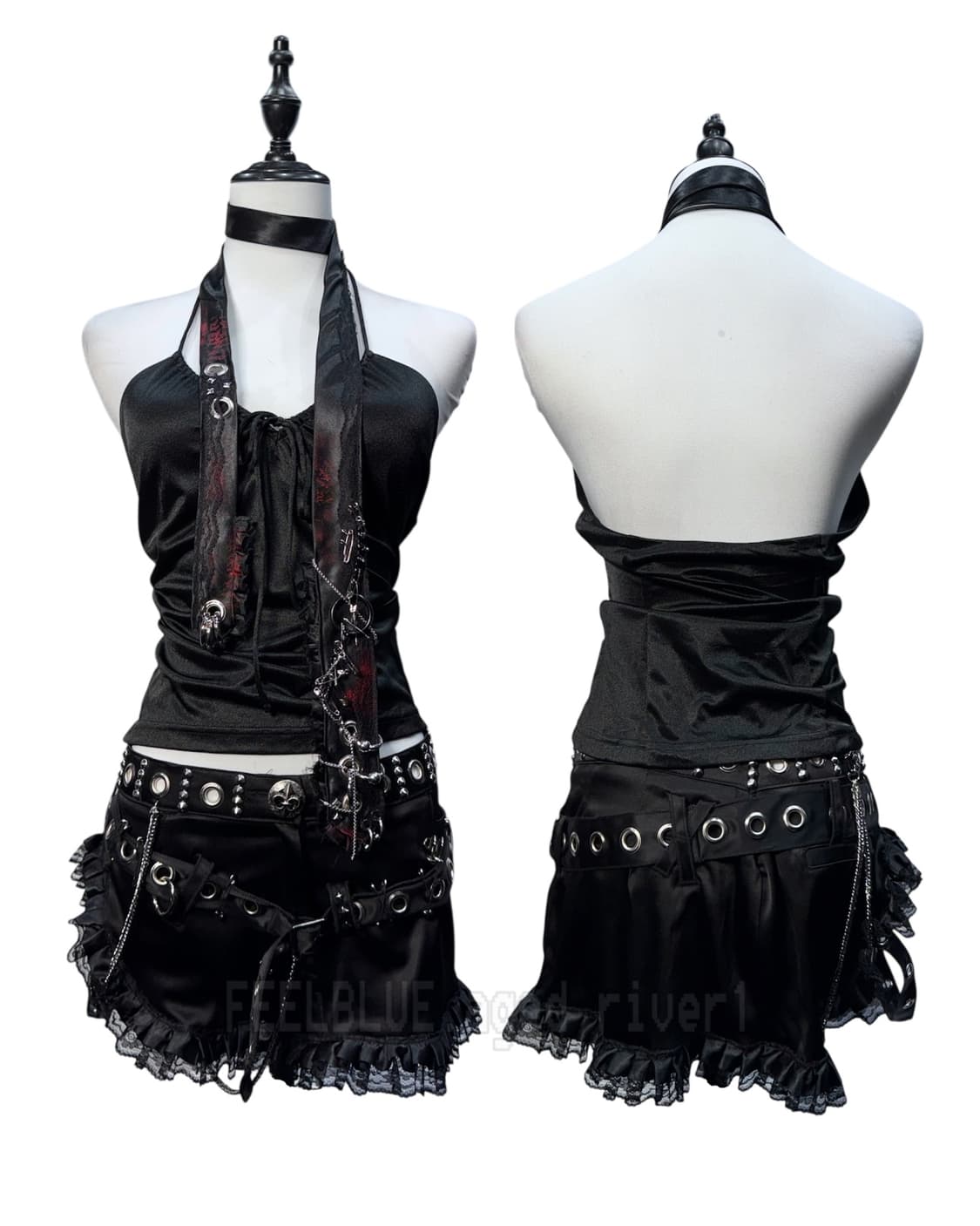 Satin Stretch Halter Slip Top 상품이미지4