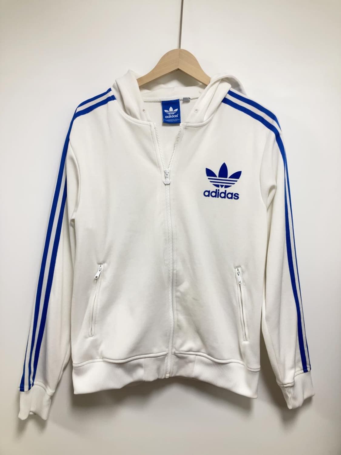 아디다스 화이트 블루 후드 집업 흰파 자켓 져지 트랙탑 상품이미지1
