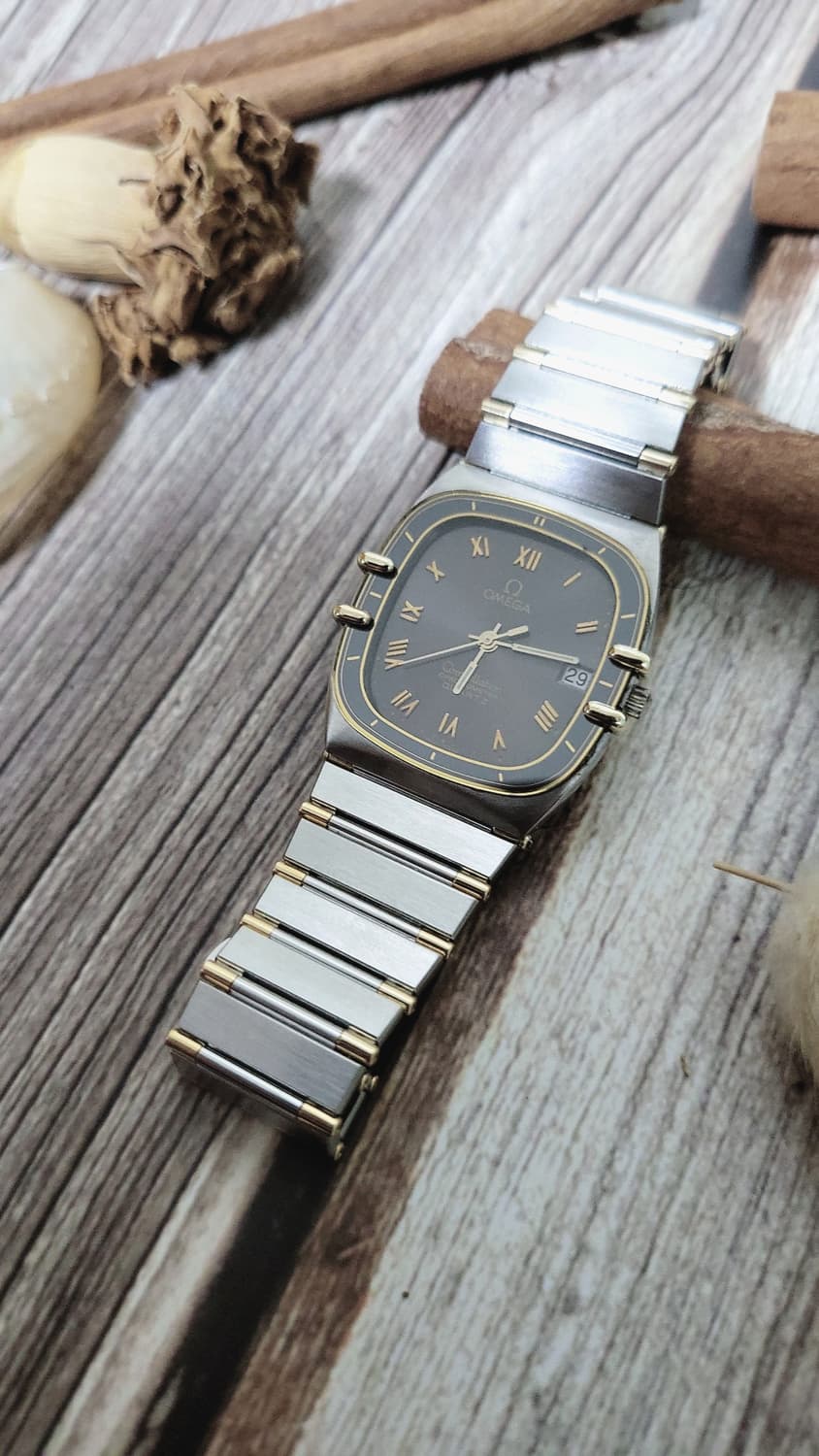 정품 오메가 컨스틸레이션 남여공용 18k 콤비 하프바 쿼츠시계 상품이미지1