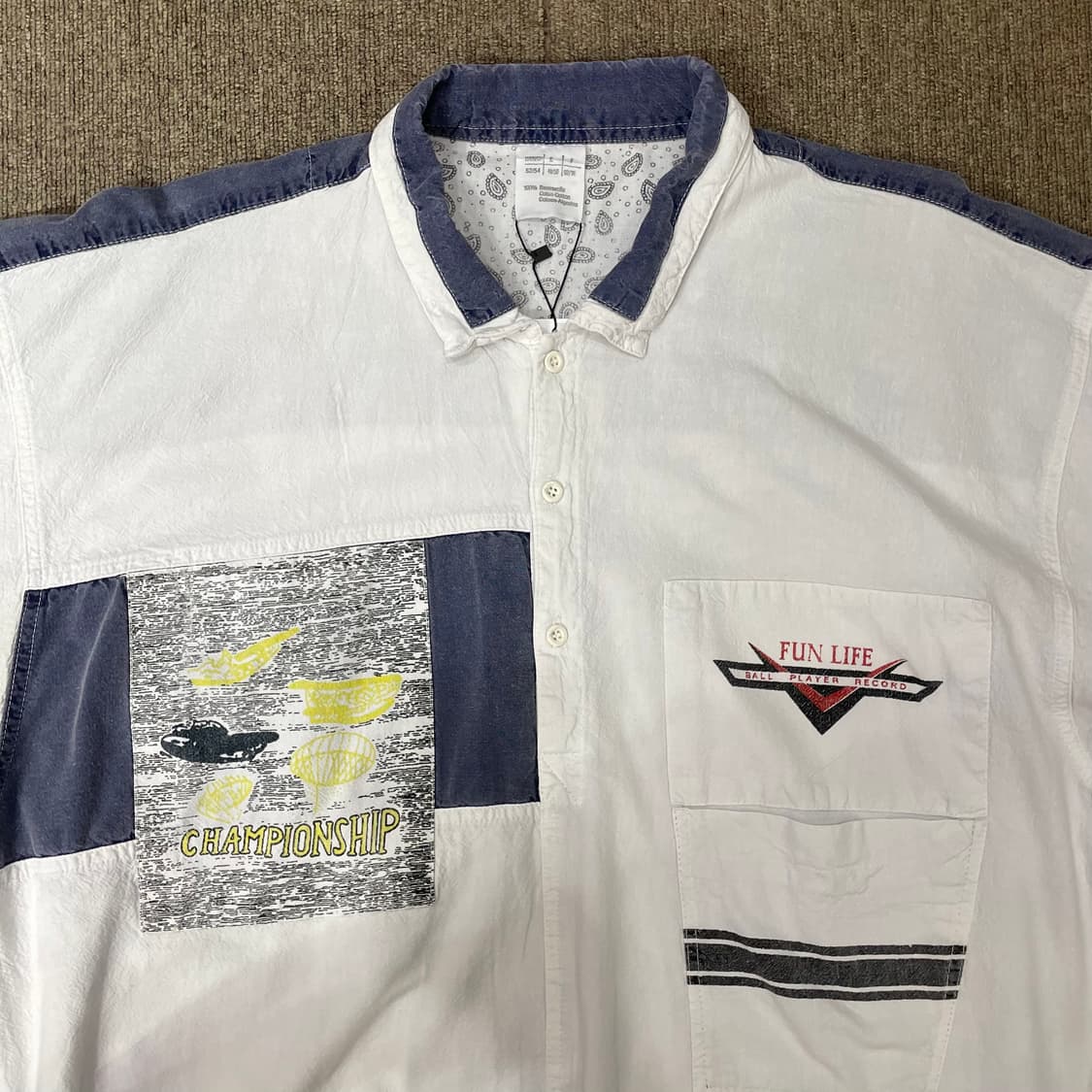(Free) 90-00's patchwork racing shirt 반팔 상품이미지3