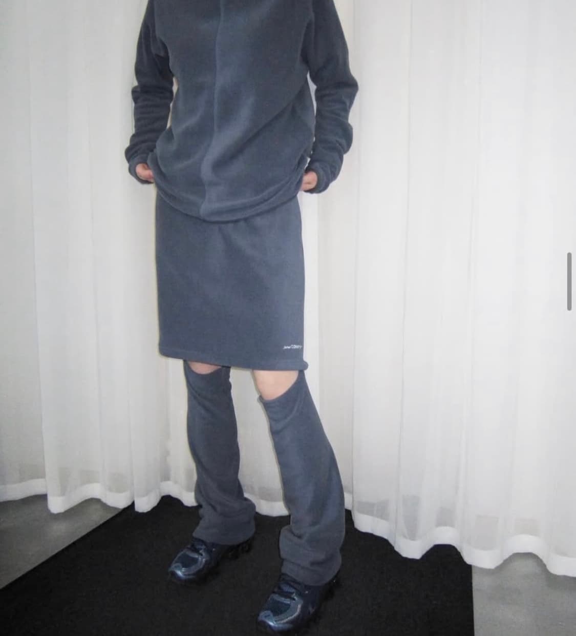 지초이 컴포트 24-006 플리스 스커트 쿨그레이 상품이미지1