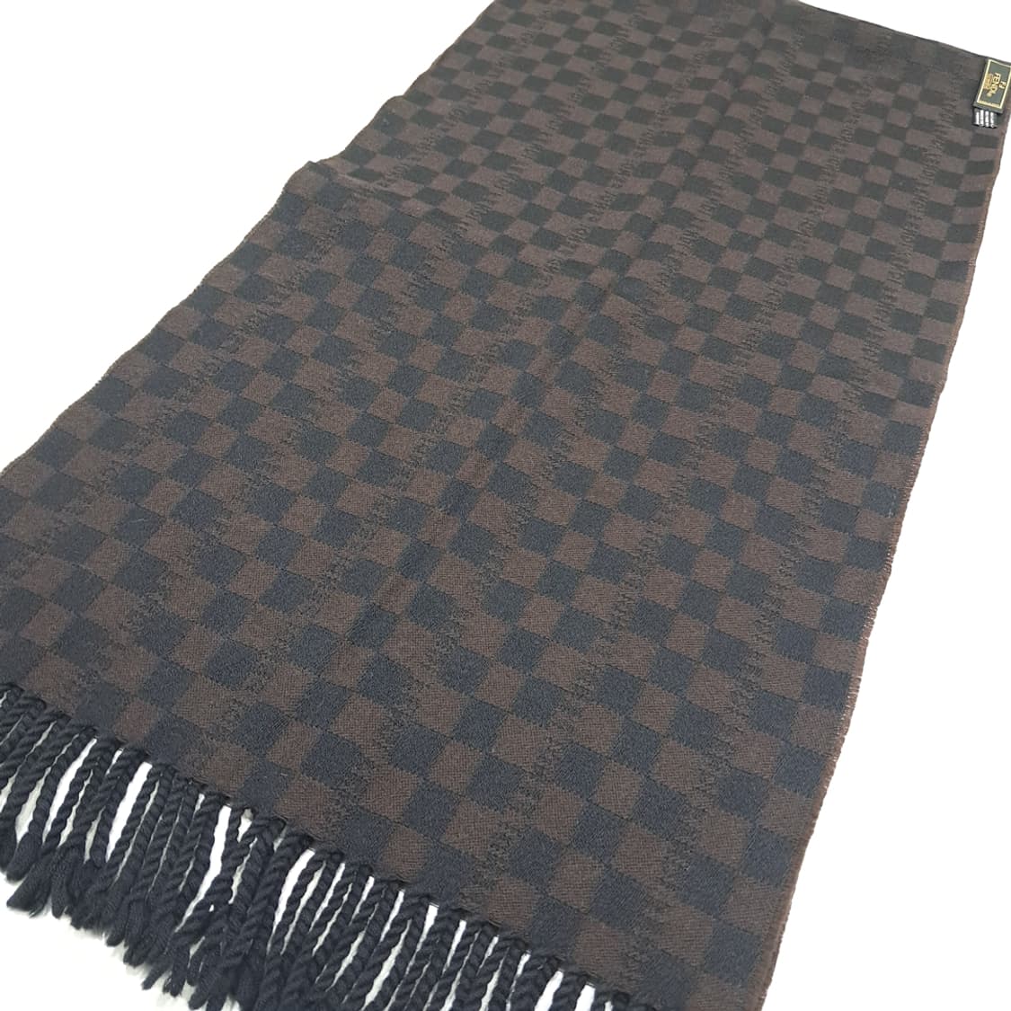 MX280 펜디 클래식 체크 Cronache 빈티지 울 목도리 머플러 상품이미지2