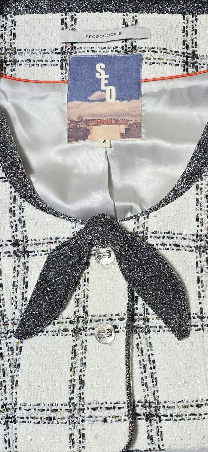 서쿠키 바니 체크 트위드 크롭 자켓 S 상품이미지4