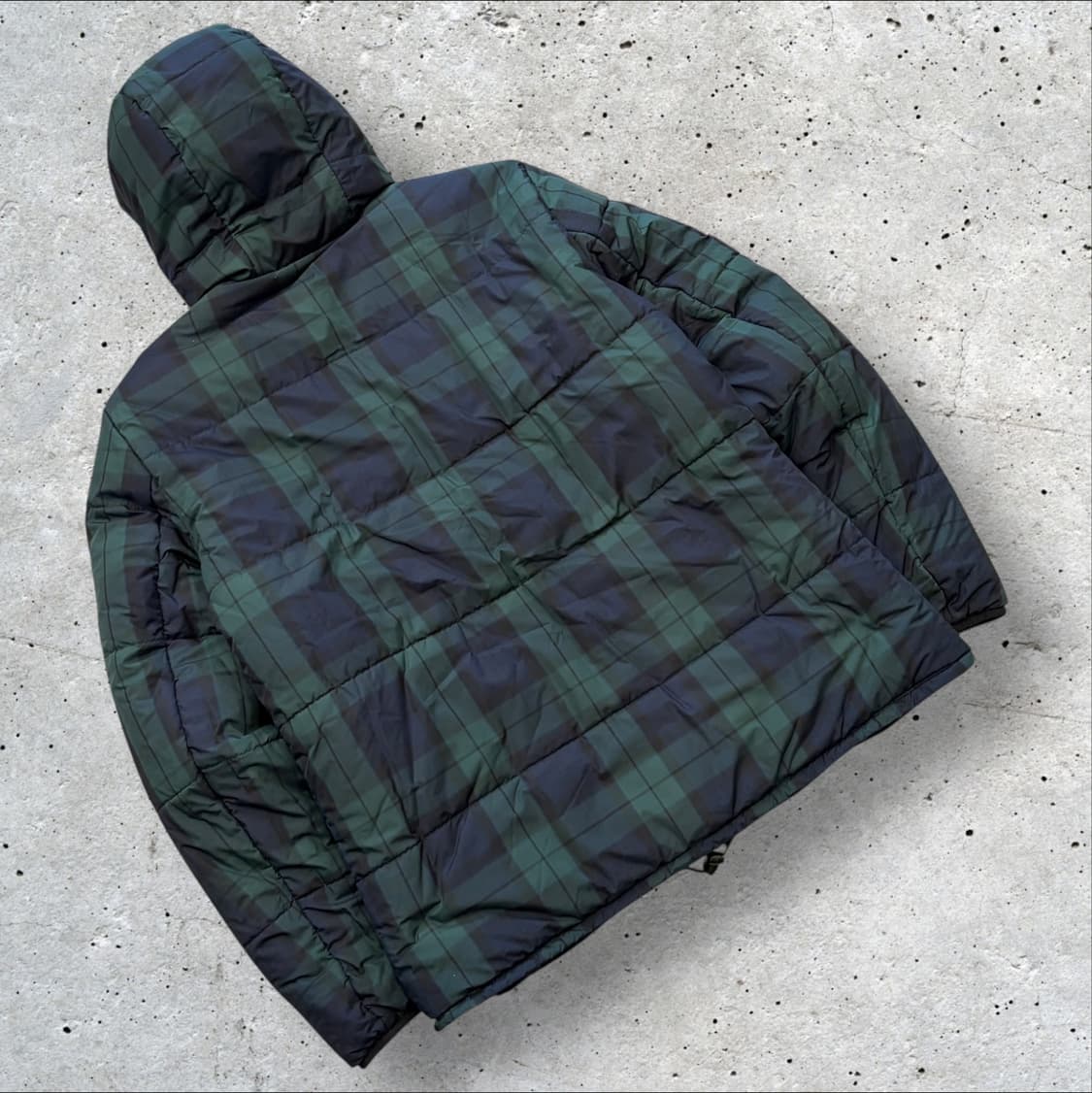[M] 바버 비콘 구스 다운 리버시블 블랙 체크 후드 패딩 자켓 C58 상품이미지4