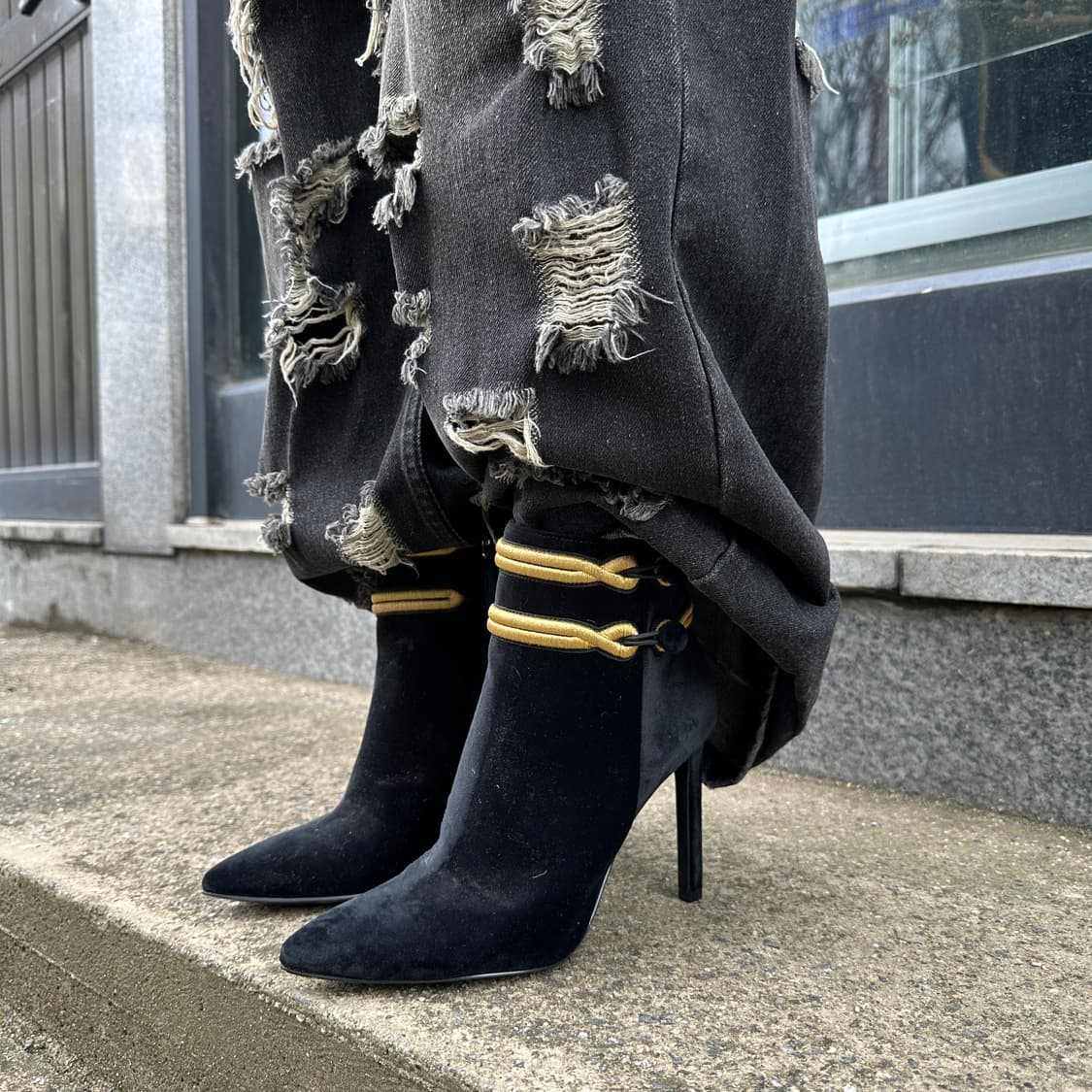 00s 레어 나인웨스트 나폴레옹 벨벳 포인트 부츠 상품이미지7