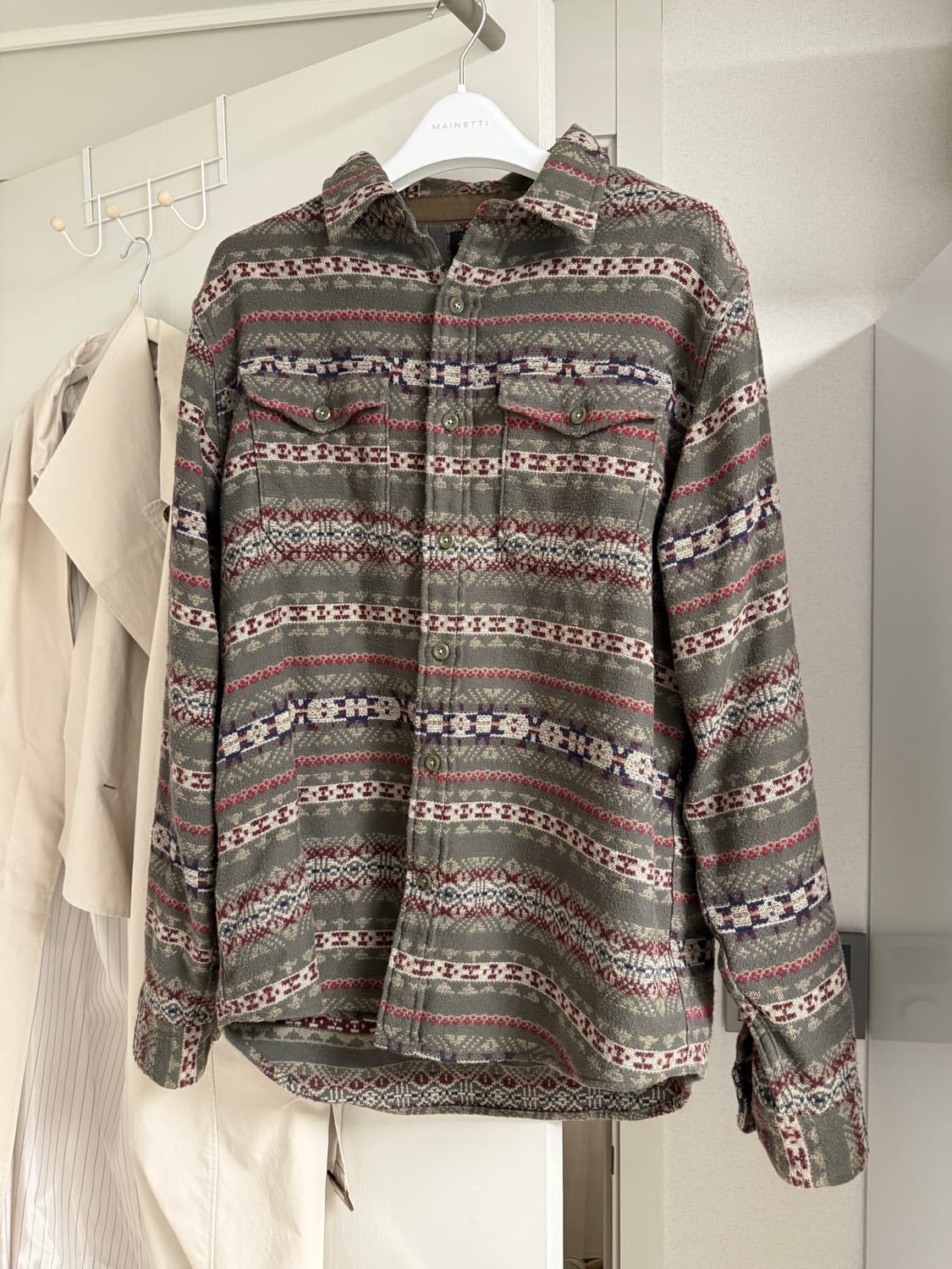 rrl 스웨이드 트림 자카드 오버셔츠 (페어아일) L 상품이미지3