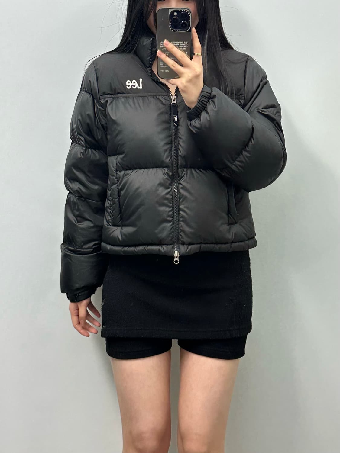 Lee 자수로고 블랙 투웨이 크롭 패딩 상품이미지1