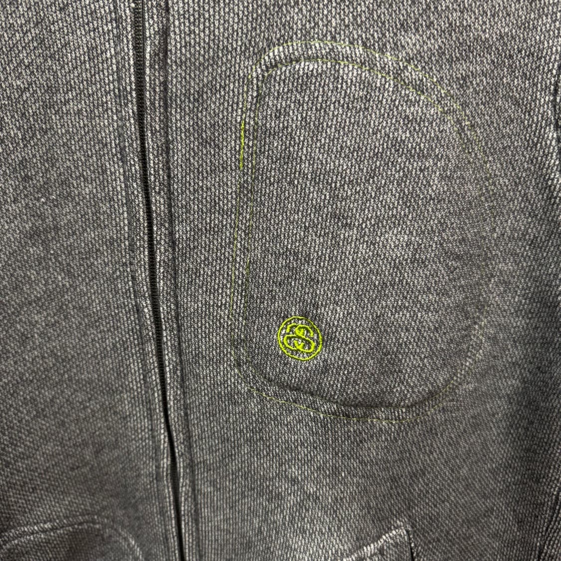 00s 스투시 어센틱 코튼 후드 집업 전면 로고 포인트 그레이 상품이미지5