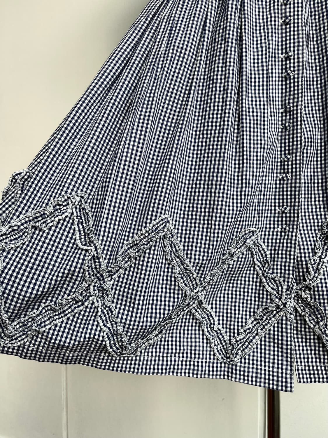 Elanfrere 네이비 깅엄체크 롱 원피스 상품이미지4