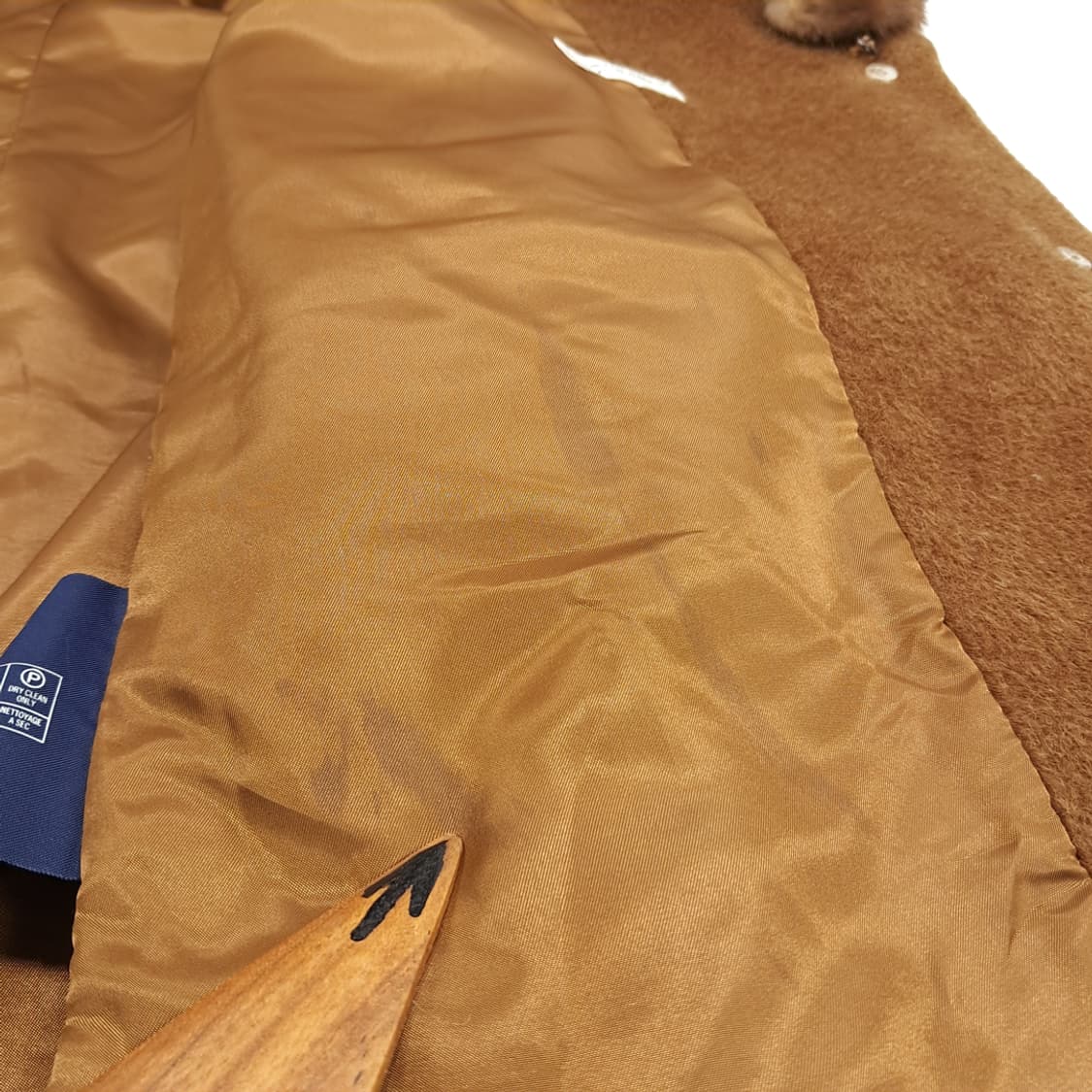 CN699 M 버버리 카멜브라운 이태리 울 퍼 카라 코트 상품이미지9