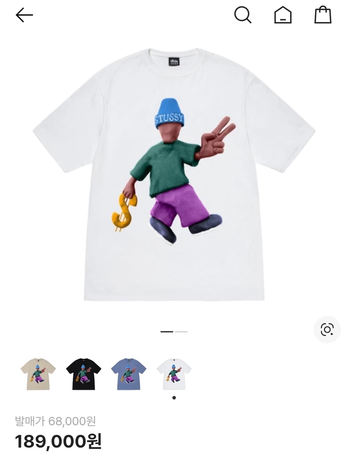 스투시 피스 앤 프로스페리티 티셔트 화이트 상품이미지1