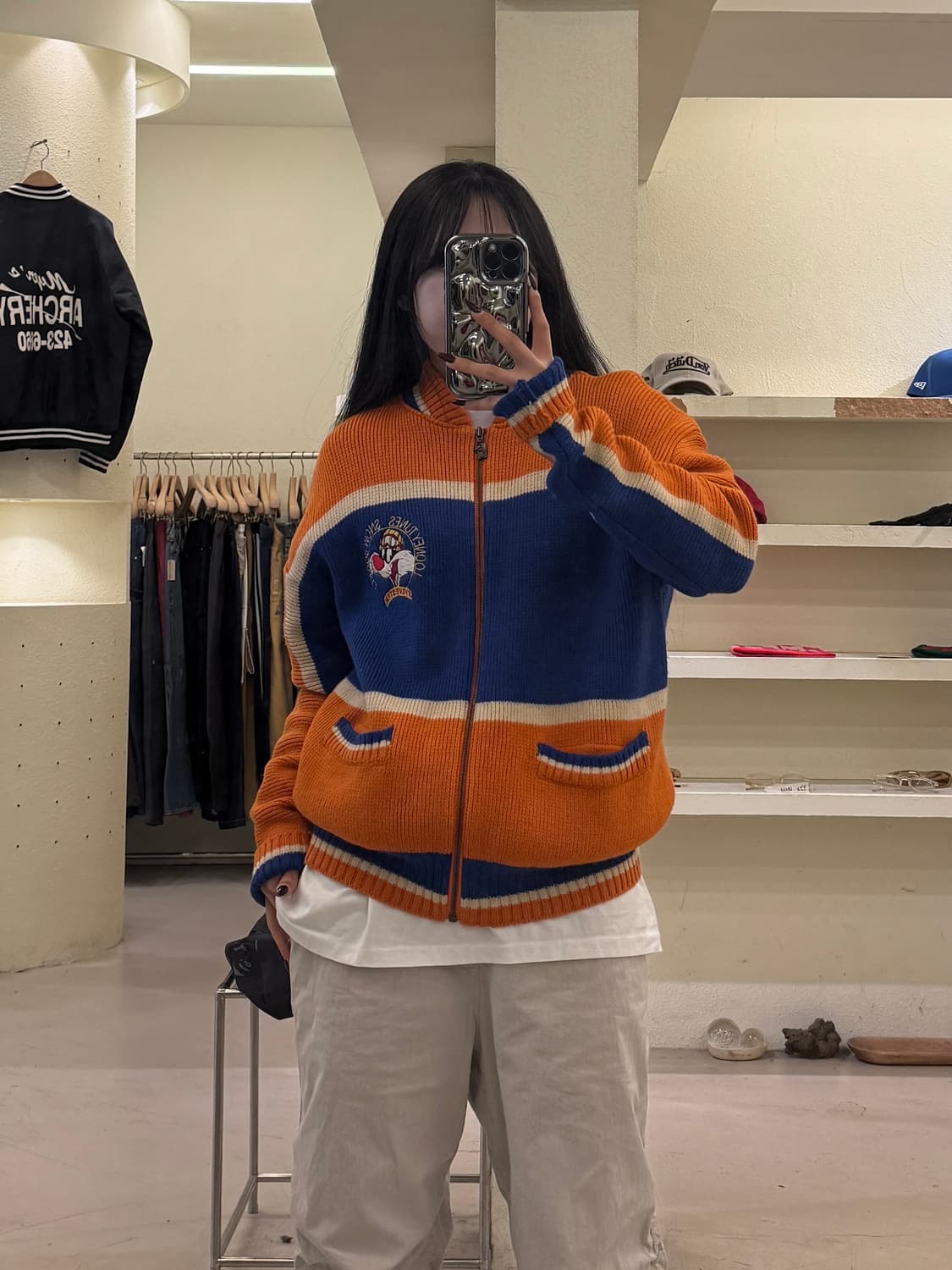 루니툰즈 캐릭터 니트 집업 가디건 U1728 상품이미지1