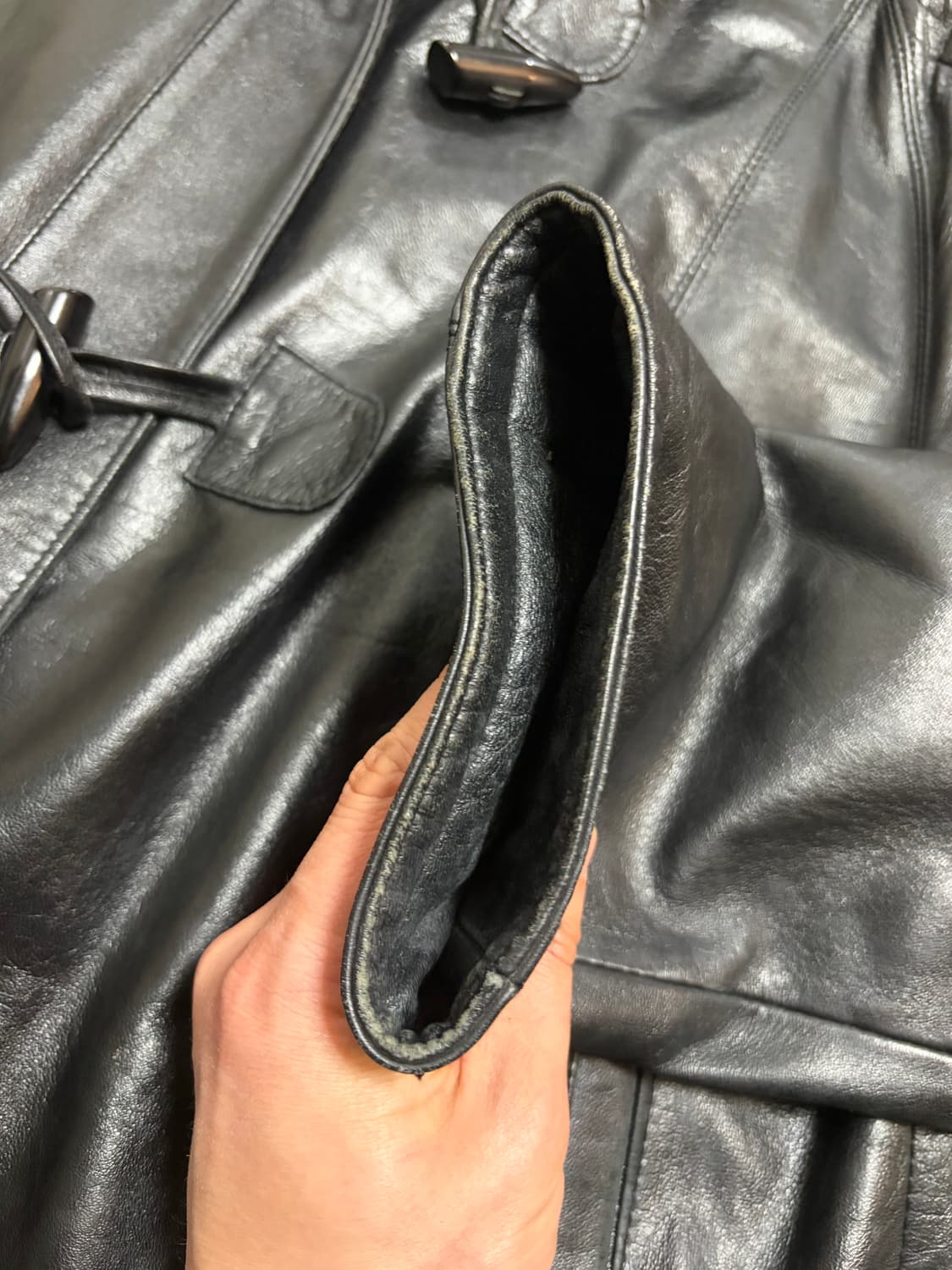 여성free) 빈티지 램스킨 양가죽 레더 더플 코트 상품이미지5