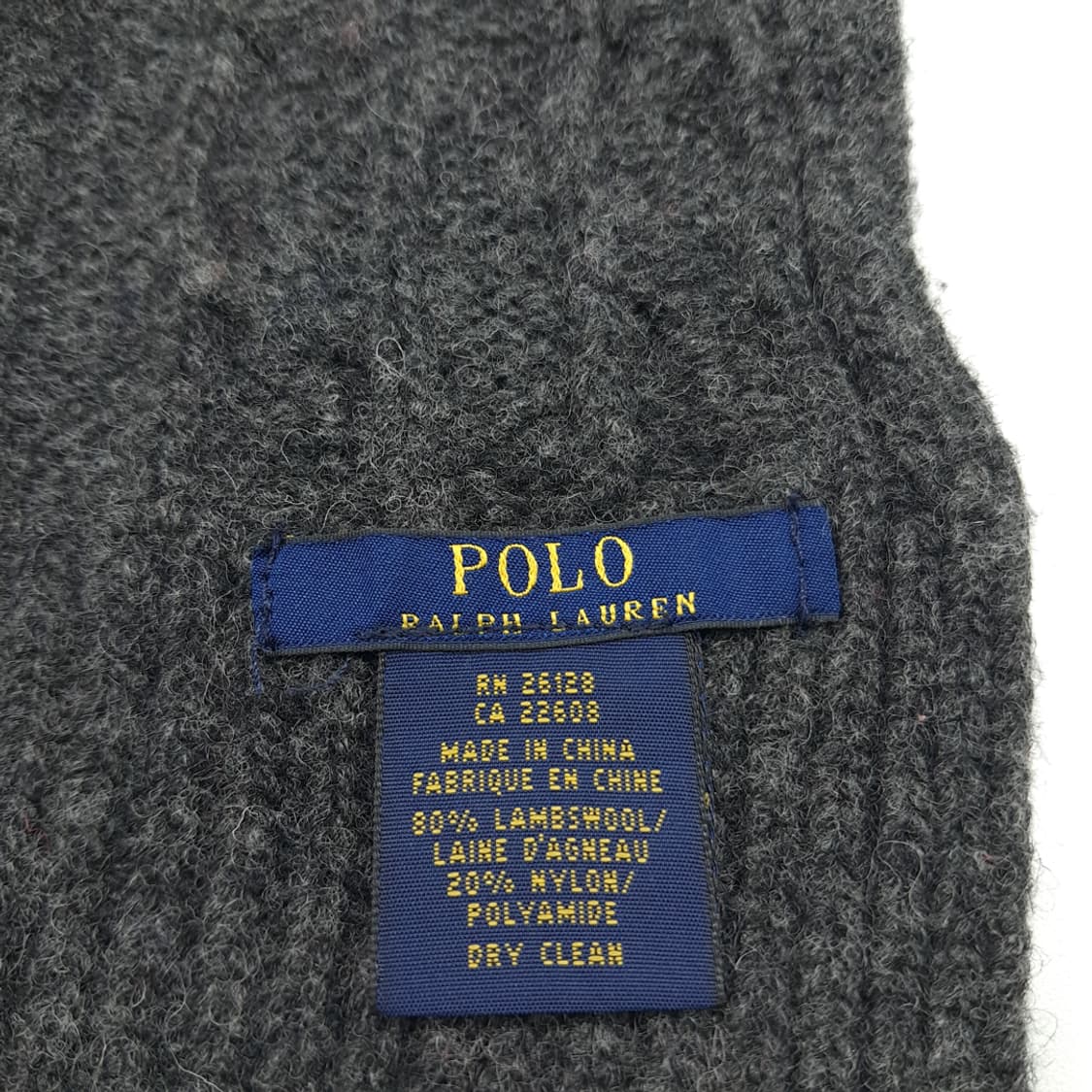 MX283 폴로 랄프로렌 차콜그레이 램스울 케이블 니트 목도리 머플러 상품이미지6