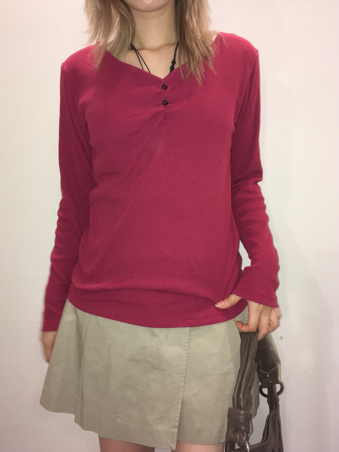 jpn vintage magenta pink shirring tshirt 상품이미지3