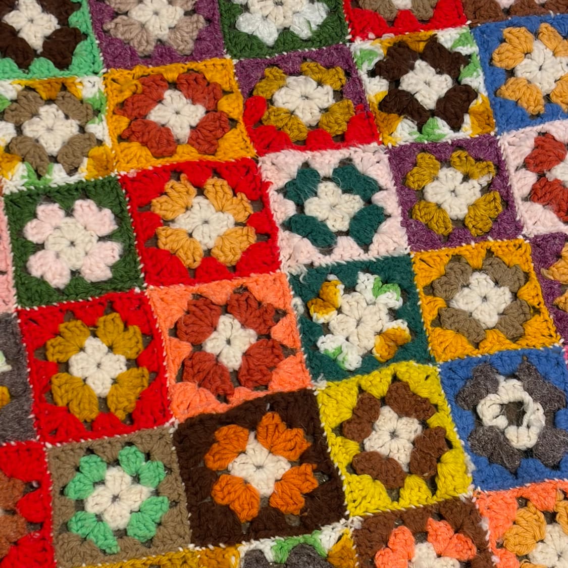 90s USA 멀티 꽃 니트 카페트 러그 매트 담요 상품이미지3