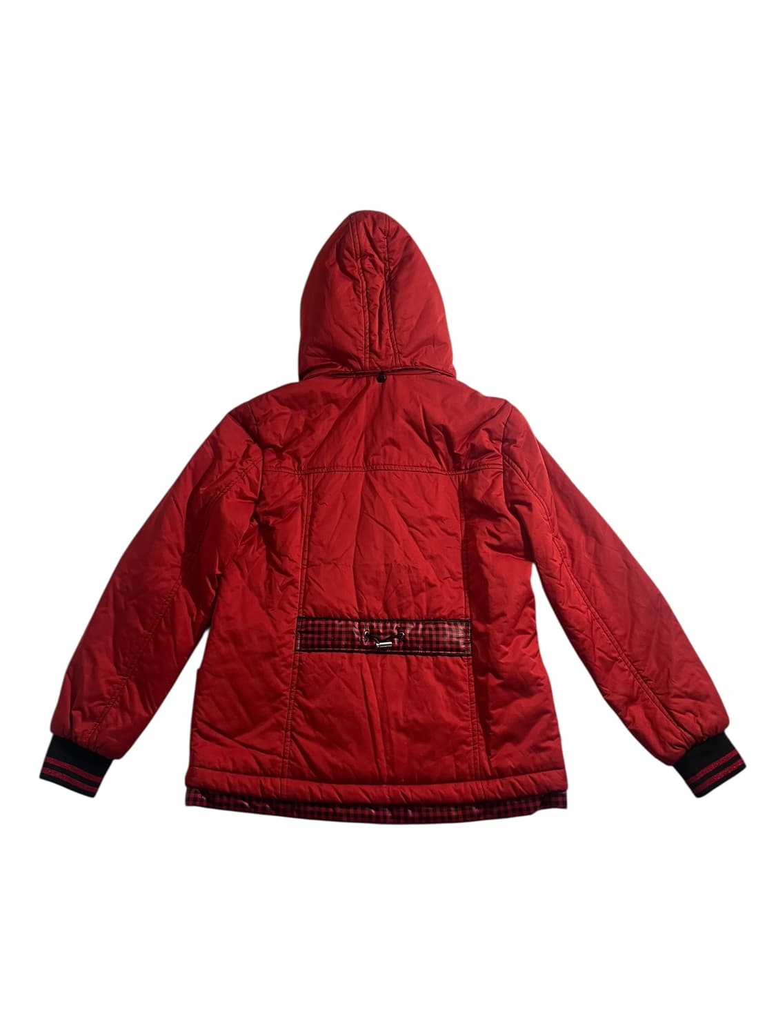 Vintage 레드 체크 패널 패딩 후드 자켓 77 상품이미지2