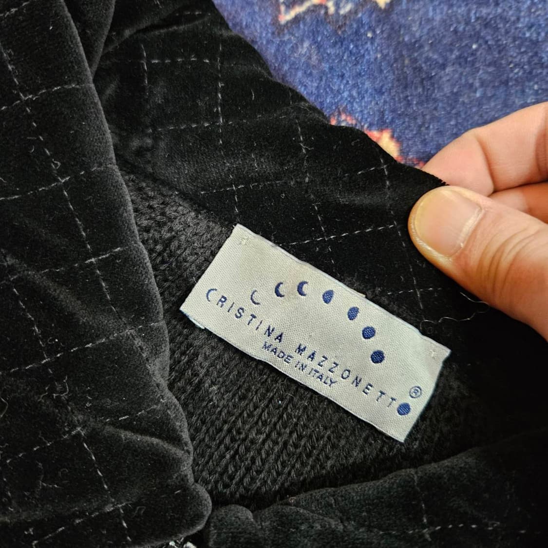 Critina Mazzonett 버진울 100% 벨루어 블럭 집업가디건 상품이미지6