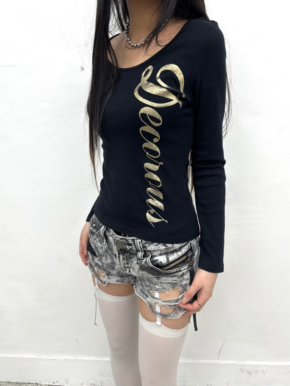 00s mood cursive lettering slim long sle 상품이미지2