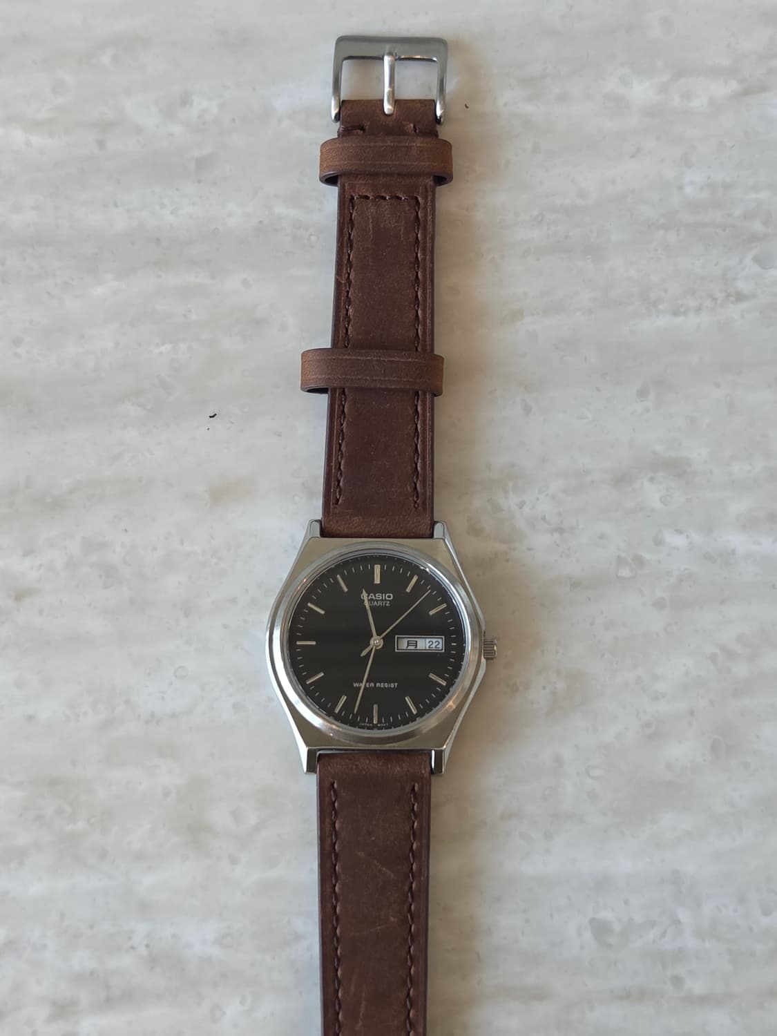 카시오 시계 MTP-1240DJ +갈색 소가죽 스트랩 상품이미지3