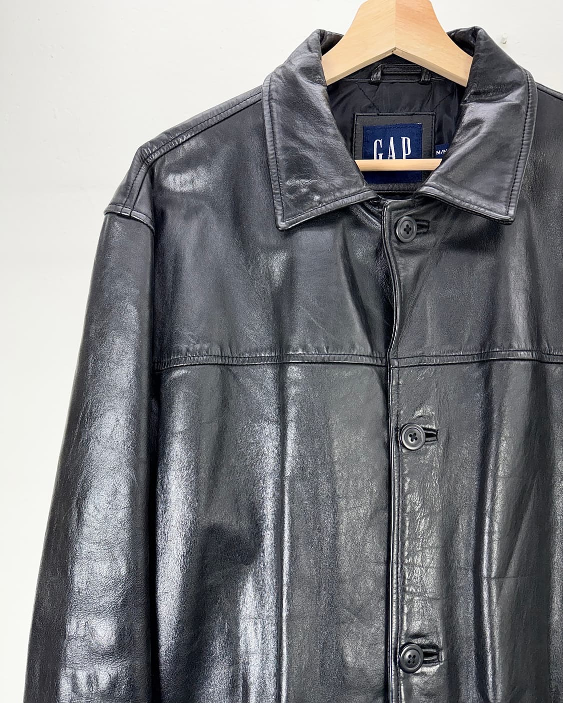 갭 90s 제뉴윈 블랙 느와르 카코트 레더 자켓 상품이미지2