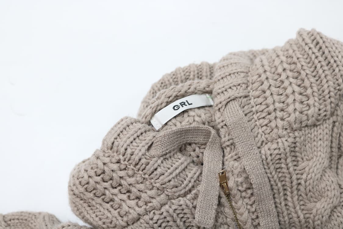 GRL 그레일 케이블 니트 크롭 후드 집업 상품이미지6