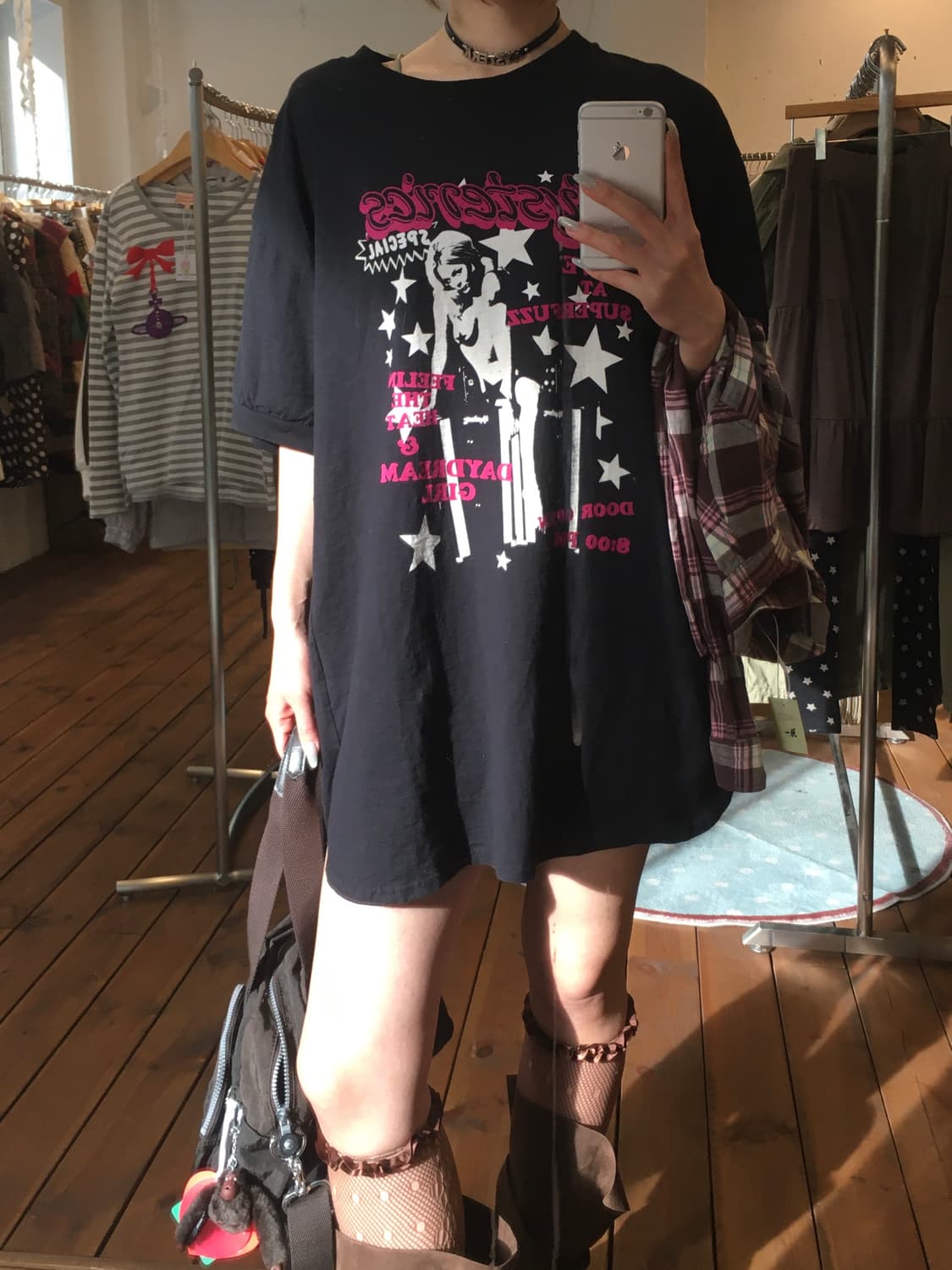 히스테릭글래머 히스걸 블랙핑크 스타 반팔 상품이미지3