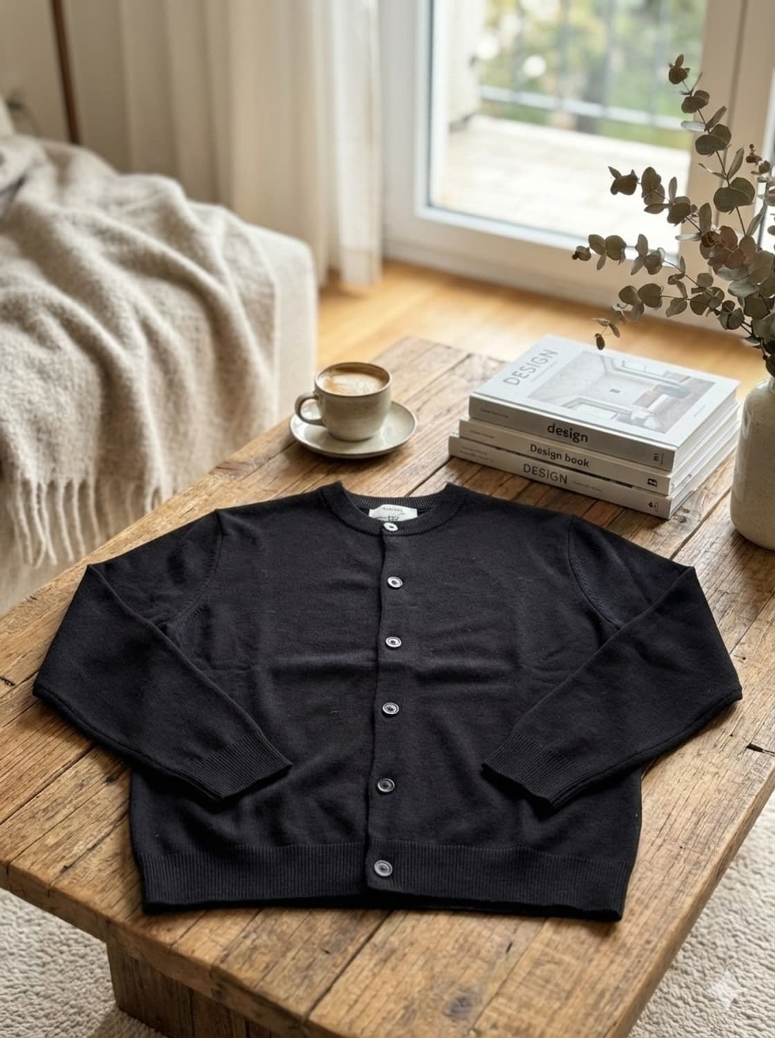 [가격 인하] 헨리코튼 라운드넥 가디건 블랙 (95) 상품이미지1