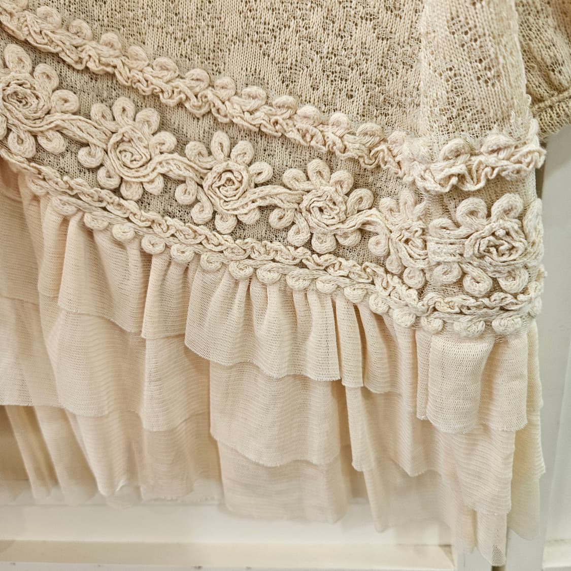 아이보리 레이스 롱 가디건 프릴 장식 상품이미지5