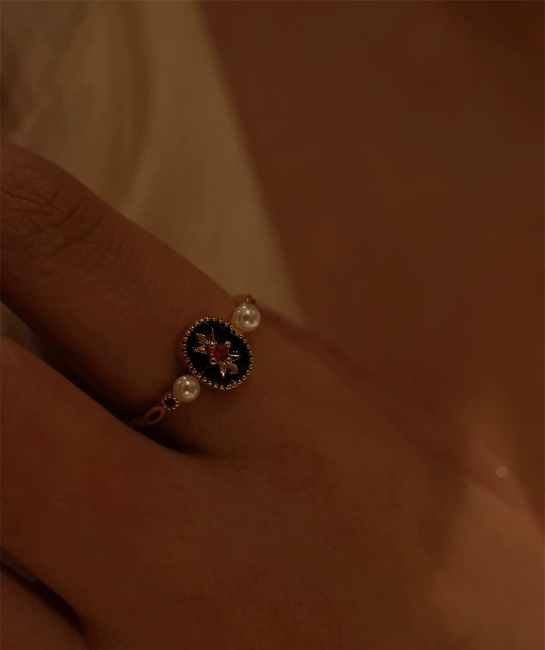 빈티지 진주 블랙 오벌 링 💛 상품이미지8