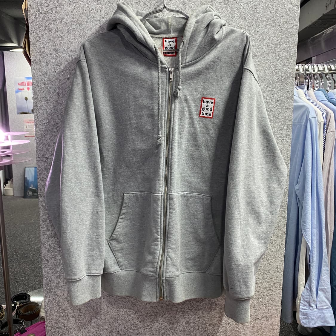 해브어 굿타임 박스로고 박시힛 후드 집업 B3507 상품이미지2