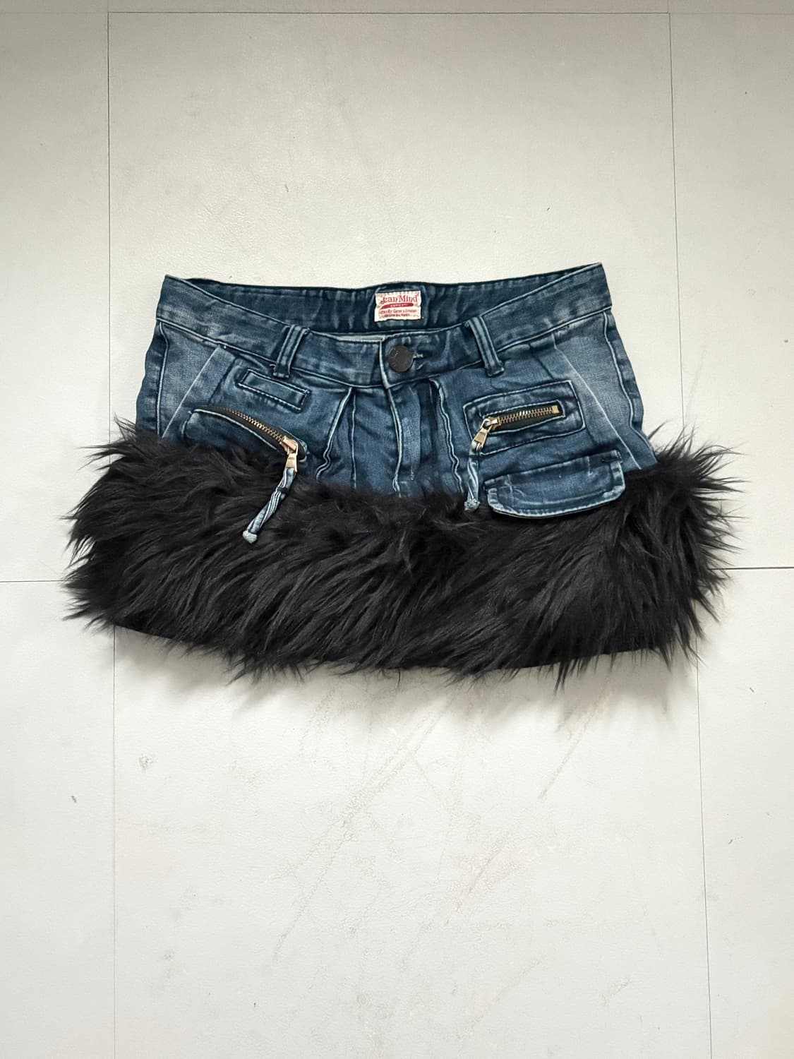 • hurtremake denim cargo fake fur skirt 상품이미지1