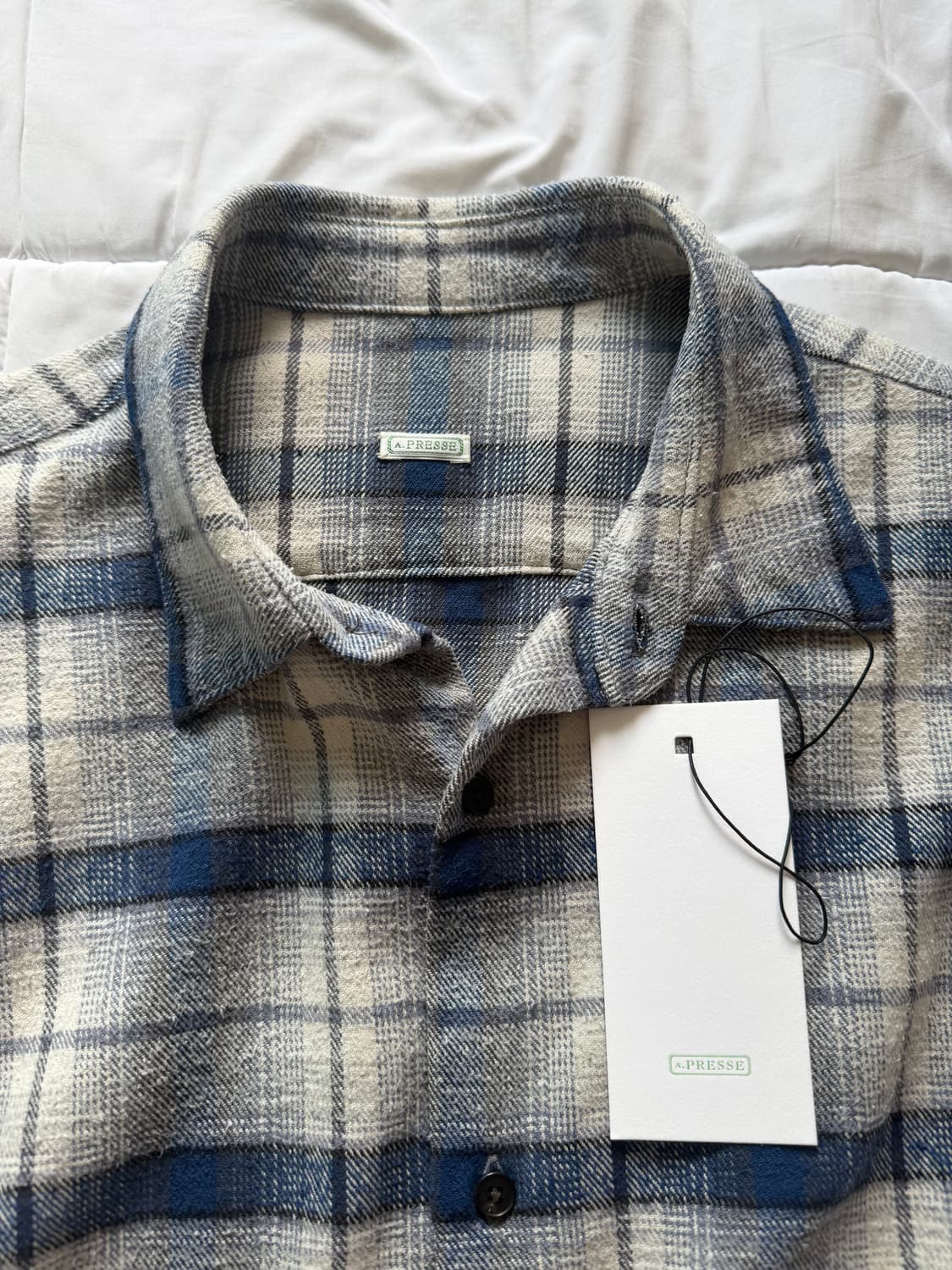 [3] 26ss 아프레쎄 실크넵 체크 셔츠 블루 상품이미지6