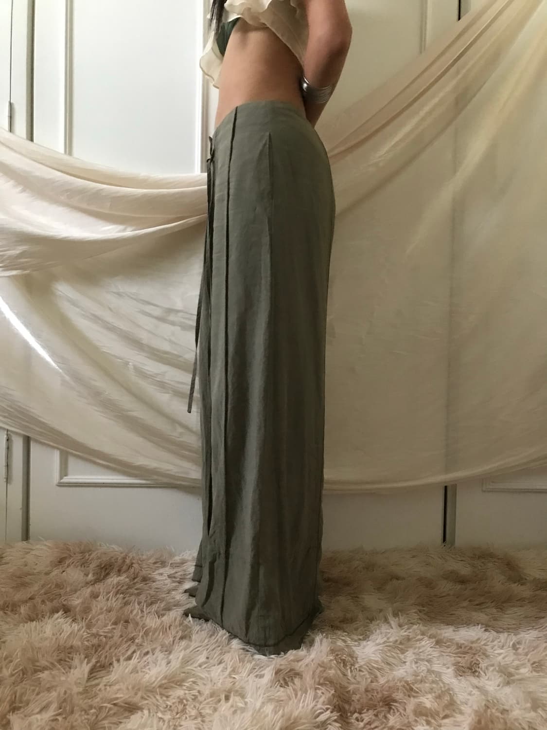 Khaki flutter pants 상품이미지5