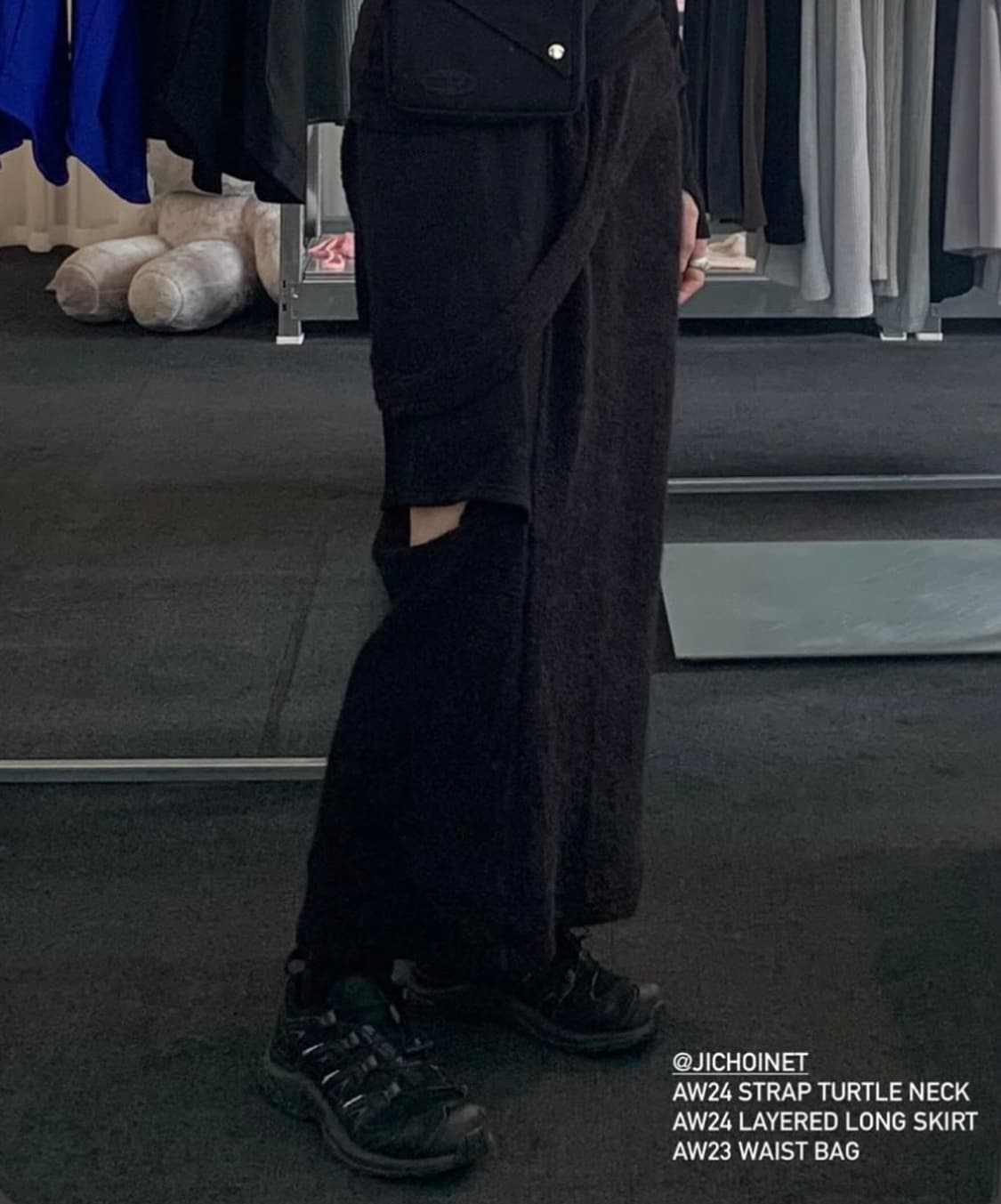 지초이 레이어드 롱스커트 니트 aw24 jichoi 상품이미지1