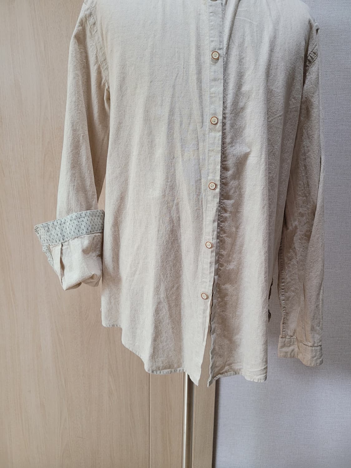 자라맨 ZARAMAN 린넨 헨리넥 셔츠 105 로우화이트(미색) 상품이미지4