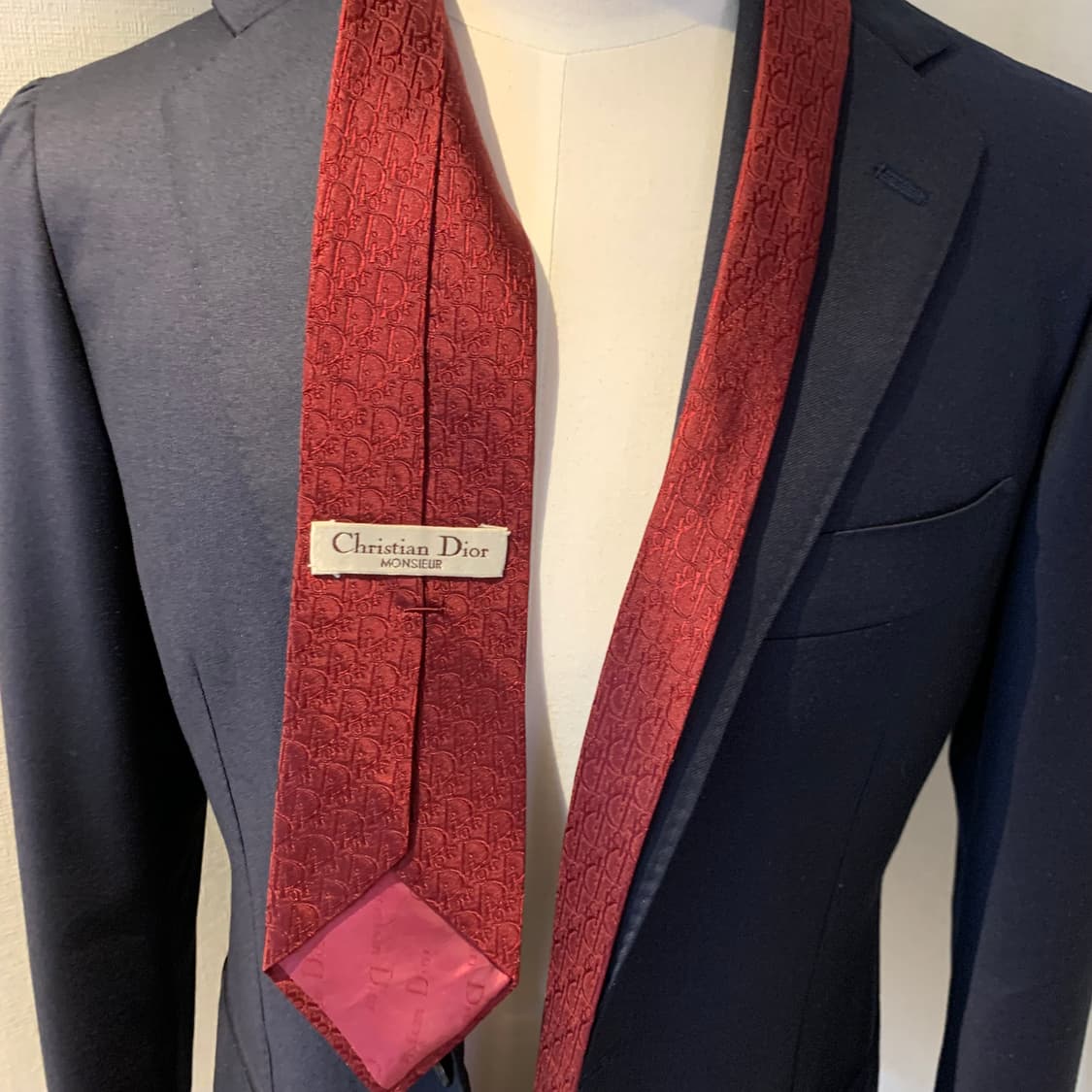 디올(Dior) 오블리크 넥타이 명품 100실크 버건디 최상급 8.3cm 상품이미지2
