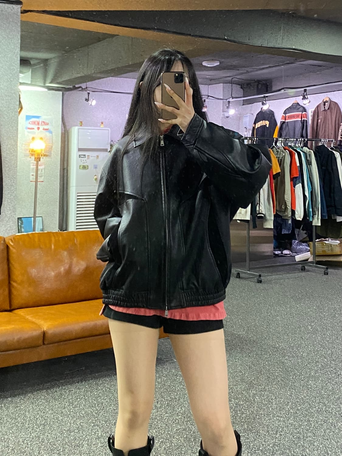 라퍼지스토어 레더 자켓 블랙 B4787 상품이미지1