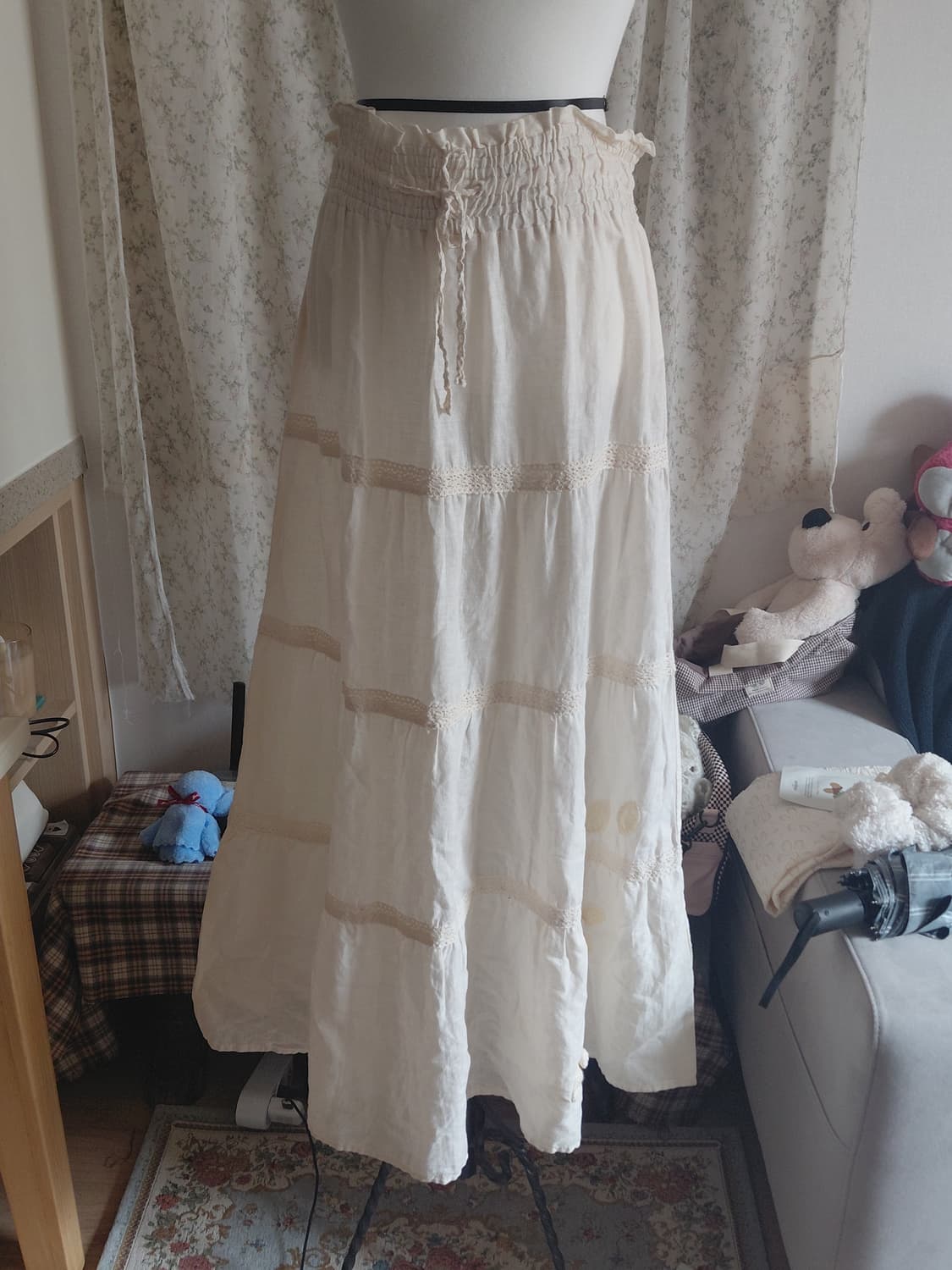 [일본빈티지] 아이보리 레이스 캉캉 롱 스커트 상품이미지1