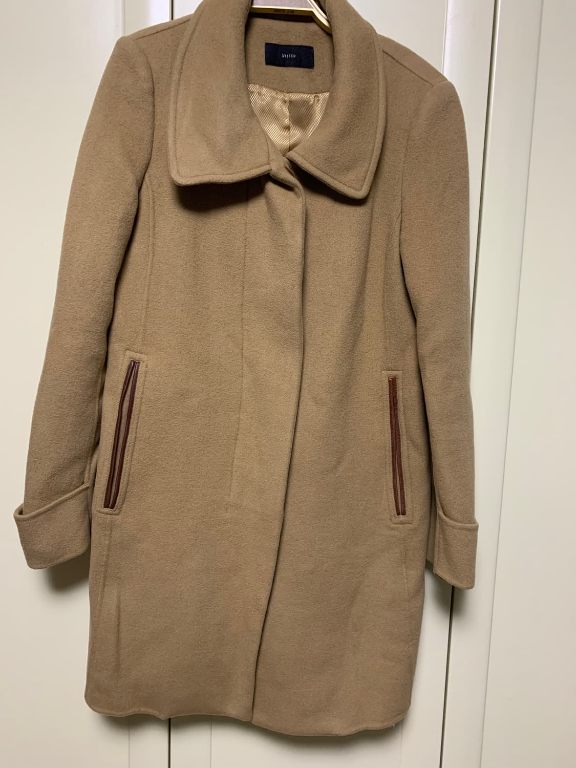 시스템 100%모직 코트 양가죽배색 상품이미지1