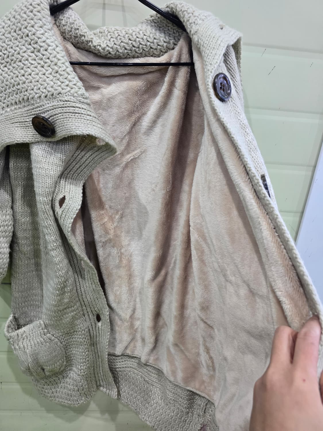 아이보리 후드 롱 니트 가디건 상품이미지3