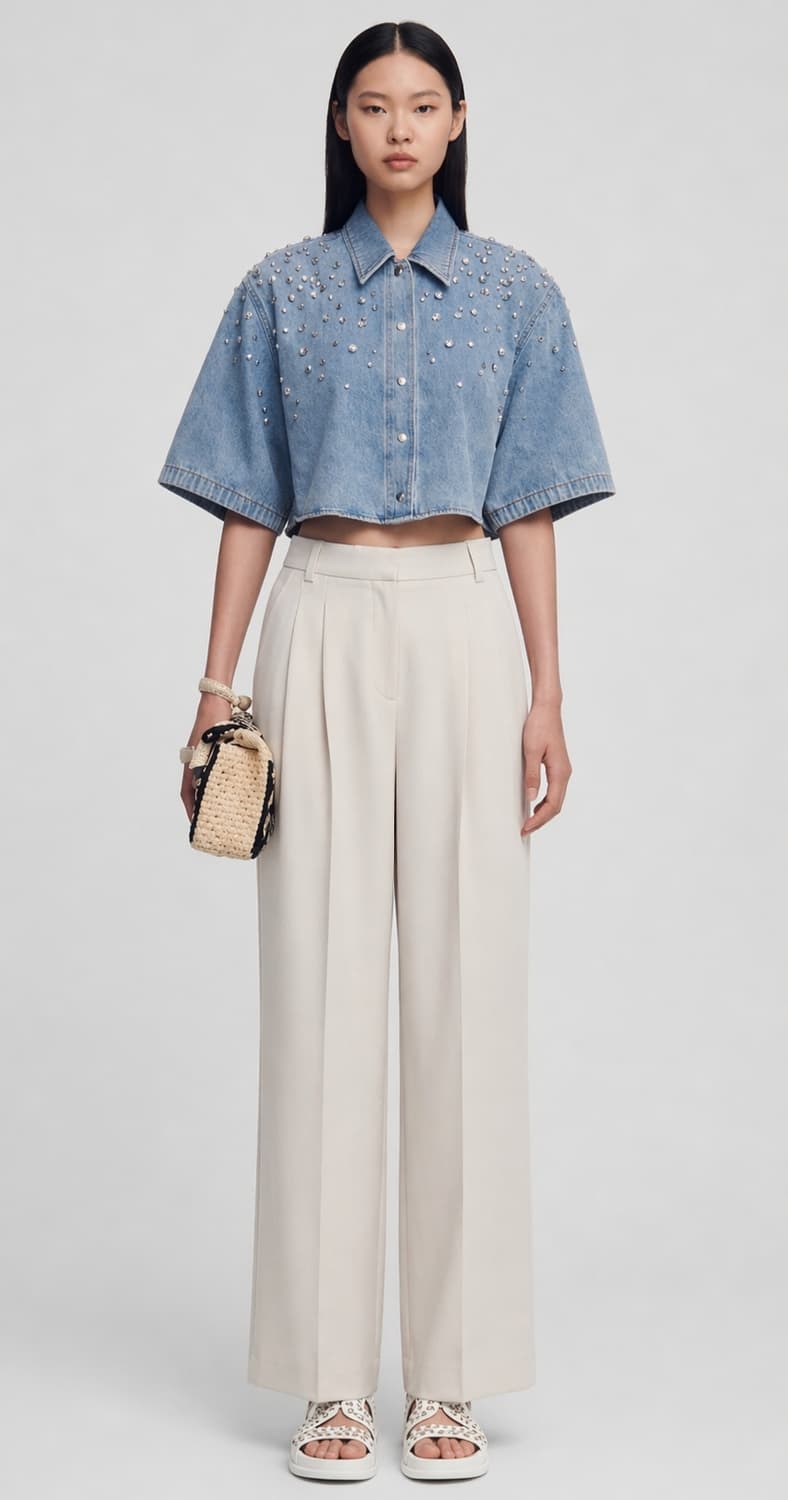 산드로 투턱 와이드 팬츠 26사이즈 (구입가58만원) 상품이미지1