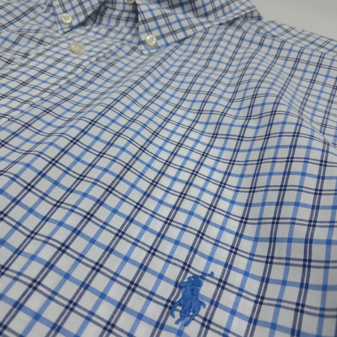 Co945 2XL Tall 폴로 랄프로렌 블루블랙 윈도우페인 긴팔 셔츠 상품이미지5