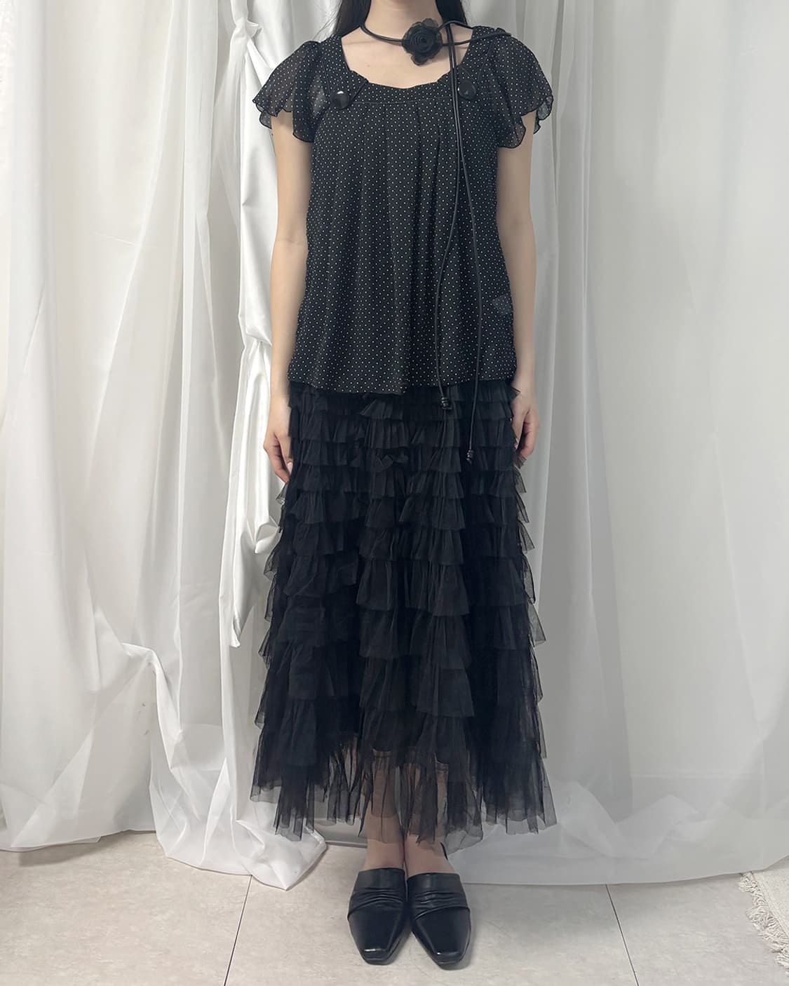 CLEF DE SOL see-through mini dot blouse 상품이미지7