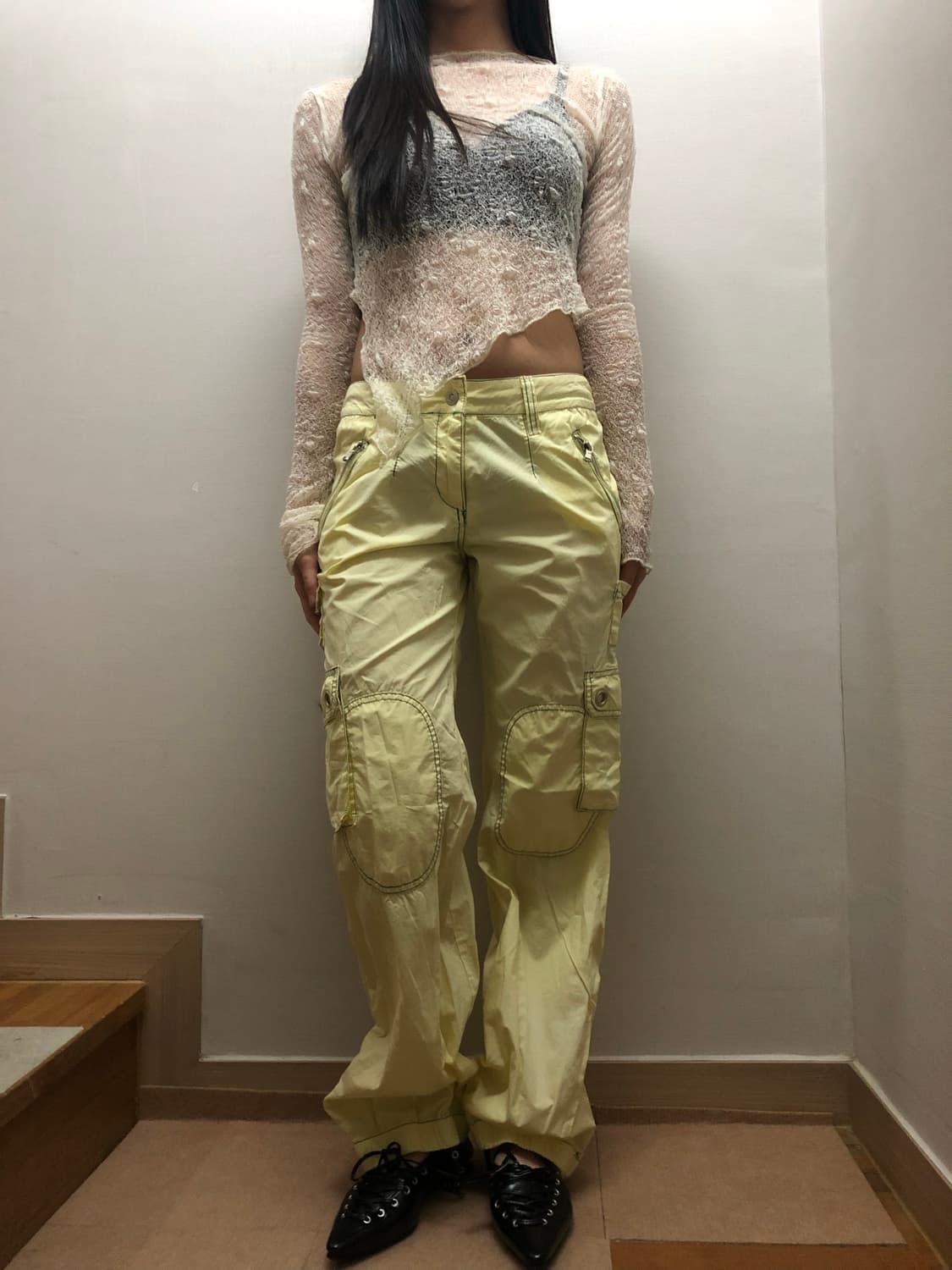 빈티지 옐로우 스티치 디테일 팬츠 상품이미지2